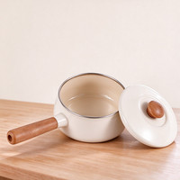 Casserole en émail de porcelaine avec rebord en acier inoxydable, logo personnalisé, pour le marché japonais, 14cm, 16cm, 18cm