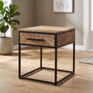 Mueble de Salón Moderno con 1 Cajón, Madera de Mango Sólida, Estilo Rústico, Mueble para el Hogar Ecológico y Duradero - Product Image 2