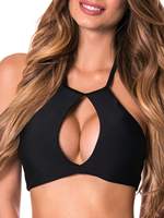 Sujetadores negros con cuello de Bikini para mujer, Top Sexy, gran oferta