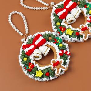 2024 fait à la main circulaire fleur <span class=keywords><strong>couronne</strong></span> <span class=keywords><strong>crochet</strong></span> tricoté belle décoration <span class=keywords><strong>de</strong></span> noël cadeau <span class=keywords><strong>de</strong></span> noël - Product Image 2