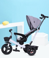 Tricycle poussette 3-en-1 pour enfants avec guidon parental, capote réglable, siège rembourré respirant et roues tout-terrain stables