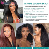 Nouvelle Arrivée Demi-Perruque Kinky Straight en Cheveux Humains avec Bonnet Élastique à Cordon de Serrage Amélioré, Sans Colle, Installation et Retrait Faciles