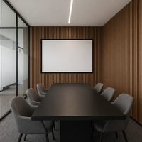 Panneau mural acoustique en bois à surface brossée, panneaux muraux en bois à lattes avec absorption acoustique en feutre PET pour l'intérieur de bureaux contemporains