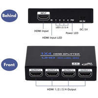 1 4 OUT HDMI 1.4 Splitter 1X4 HD 1080P 3D 4X2K UHD teksir amplifikatör anahtarı HDMI dağıtıcı 1x4 PC HDTV kutusu PS3 DVD