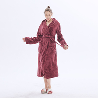 Peignoir Hiver Long Femme Luxe Élégant Grande Taille Confort Doux Chaud en Molleton Polaire Uni pour Adultes