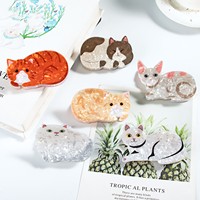 Nouvelles pinces à cheveux en forme de chat mignon personnalisé avec logo pinces à griffes d'animaux en acétate biodégradable pour femmes filles cheveux fins