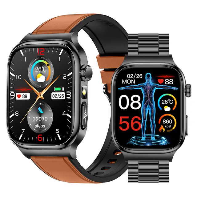 TK18 Smart Watch with Amoled Display ECG Body Temperature Health Monitoring IP68 Waterproof 650mAh Sports Fitness Men Smartwatch