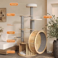 Arbre à chat durable avec roue d'exercice silencieuse, griffoir et hamac pour petites maisons
