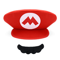 Topi Kostum Halloween Super Bros Klasik Dewasa dengan Kumis untuk Cosplay Halloween