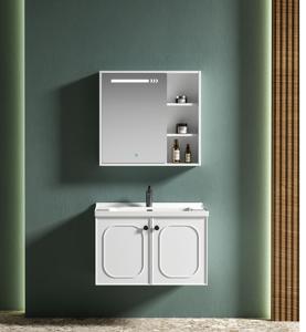 European-style <b>small</b>-sized white bathroom cabinet smart <b>mirror</b> cabinet white washbasin hanging cabinet body - Product Image 3