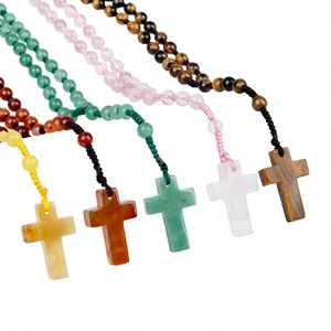 จี้คริสตัลอาเกตธรรมชาติ สร้อยคอลูกปัดทำมือ หินขัดเงา เครื่องประดับ DIY - Product Image 3