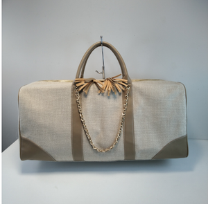 Sac de voyage de week-end pour femme avec chaîne, motif rayé alphabet, pour les vacances à la plage, 2023 - Product Image 2