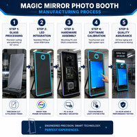 Miroir magique pour selfie avec écran tactile, anneau lumineux RGB et flash, machine de photomaton pour mariage, fête et tous les événements