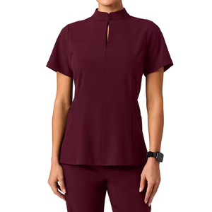 Uniforme médico de belleza antiarrugas, <span class=keywords><strong>enfermera</strong></span> personalizada, de dos piezas Top, manga corta, Pantalones rectos de LICRA con estilo, trajes médicos - Product Image 5