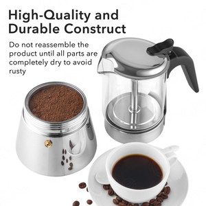 Cafetière en <span class=keywords><strong>verre</strong></span> borosilicate de haute qualité Emode, Moka durable, pot à moka - Product Image 5