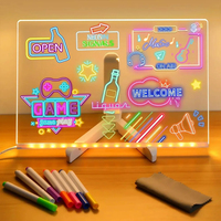 Tableau de notes LED DIY en acrylique, veilleuse, 7 stylos, tableau de dessin rechargeable RGB effaçable, cadeau d'anniversaire pour enfants