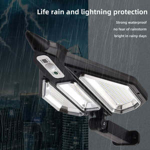 Tri-Sided 270 °   Lampe murale solaire LED, lampe solaire extérieure avec capteur de mouvement PIR, panneau solaire détachable, étanche IP65, sécurité - Product Image 5