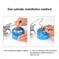 Réchaud de camping portable pliable en alliage d'aluminium, mini réchaud à gaz à trois brûleurs pour tente, randonnée, barbecue, pique-nique, cuisine, ustensiles de cuisson