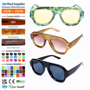 LB3409 トレンドの厚フレームPCサングラス UV400 レトロファッションアイウェア デザイナースタイル カスタム卸売サングラス - Product Image 1