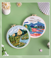 Kit de Broderie DIY Fait Main Nouveau Produit 20*20 Sac en Tissu de Coton Jouets de Couture et de Tissage Broderie Paysagère Travaux d'Aiguille pour Enfants de 7 à 12 Ans
