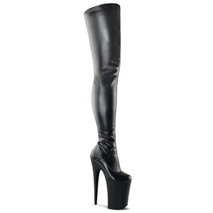 Stivali Sopra il Ginocchio di Alta Gamma da 23 cm <span class=keywords><strong>con</strong></span> Chiusura a Zip, Tacco Sottile <span class=keywords><strong>Elastico</strong></span> e Rialzo per l'Inverno - Product Image 2