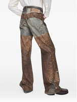 Jeans LEDUO personnalisés vintage, streetwear d'hiver, coton biologique, imprimé illusion optique, taille mi-haute, coupe droite ample
