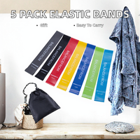 Ebest Lot de 5 Bandes de Résistance Élastiques Longues de 12 Pouces, Portables, pour Gym, Yoga, Sport, Entraînement, Colorées, en Caoutchouc Latex, Robustes