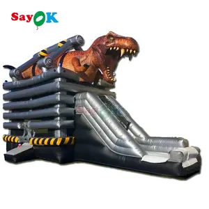 Funny inflatable dinosaur themed bounce house inflatable trampoline and water slide combination castle inflatable amusement park