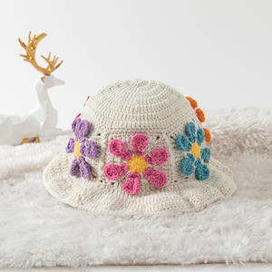 Madeshine Đan Handmade Mùa Đông Phụ Nữ Cô Gái Ngư Dân Rỗng Beanie Crochet Xô <span class=keywords><strong>Hat</strong></span> Với Jacquard Hoa Đầy Màu Sắc - Product Image 4