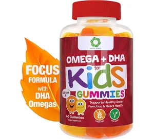 Fórmula de enfoque Omega + DHA de fábrica OEM de etiqueta privada con DHA Omegas para gominolas infantiles para apoyar un cerebro saludable
