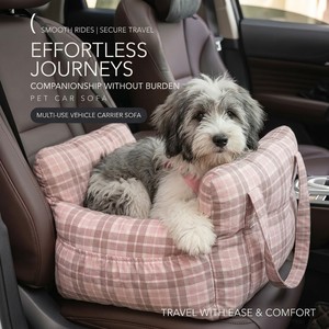 Lit de voiture pour <span class=keywords><strong>chien</strong></span> à carreaux, style rétro, avec rebord, pour SUV, camion, camping-car, imperméable, antidérapant, en coton-lin, éponge haute densité, durable - Product Image 2