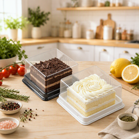Boîte à gâteau carrée transparente en PET jetable, boîte à dessert en plastique de qualité alimentaire, emballage pour pâtisserie à emporter, vente en gros