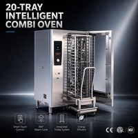 Horno Combinado Comercial con Pantalla Táctil Programable, Horno de Convección a Vapor de Alto Rendimiento para Cocinas de Alto Tráfico, 20 Bandejas