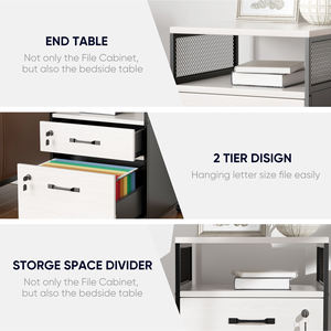 Gabinete de Almacenamiento Rodante para Escritorio, con Ruedas y Cerradura, 2 Cajones, Estante Abierto, Resistente al Agua, Ahorra Espacio, para Cocina - Product Image 5