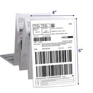 Rouleau d'étiquettes thermiques directes 4x6, papier thermique personnalisé, étiquettes d'expédition imperméables avec code-barres pour emballages, certifié FSC - Product Image 1