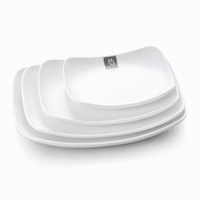 Assiettes en mélamine blanches pour restaurant, réutilisables, certifiées sans danger pour les aliments, ensembles de vaisselle