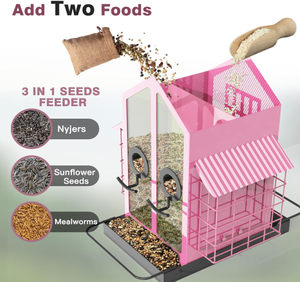 Металлическая кормушка для птиц для наружного использования, прямые продажи с глобальной платформы фабрики, кормушки для диких птиц, для кардиналов, с большой крышей и поддоном - Product Image 3