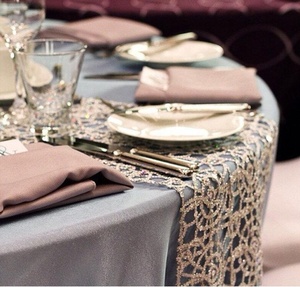 Luxury Embroidered Geometric Table Runner for Wedding Polyester Decorative Tablecloth with Sparkle Design - Product Image 1