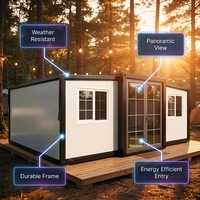 Maison conteneur pliable et extensible d'extérieur 40ft 20ft préfabriquée de luxe, hiverisée, résistante aux ouragans, imperméable et insonorisée