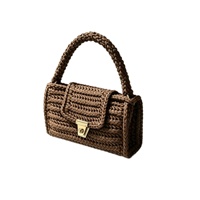 Sac fourre-tout en laine au crochet fait main, style minimaliste hiver, couleur unie, sac à bandoulière luxueux pour femme, best-seller transfrontalier