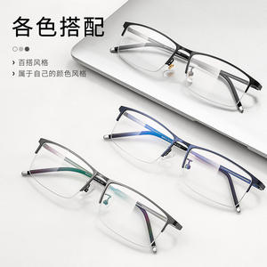 Monture de lunettes optiques semi-cerclées rectangulaires Jingyi pour hommes 990070 en alliage de titane léger pour la myopie, origine Danyang - Product Image 1