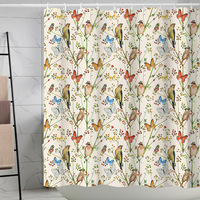 Ensemble de 4 pièces pour salle de bain : Rideau de douche imperméable en polyester à imprimé floral, Tapis de bain antidérapant, Housse de siège de toilette, Tapis en U, Impression personnalisée
