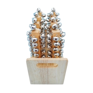 Wholesale Wooden Hand Shake Bells Set with Wooden Holder Orff Percussion Instrument For Preschool Classroom <b>Musical</b> Teaching Aid - Product Image 1