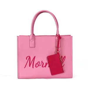 Bolso de diseñador de lujo para mujer, bolsa de mano personalizada con logotipo bordado grande famoso, venta al por mayor