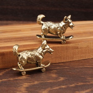 1 Buah Patung Zodiak Anjing Kecil Papan Geser Perunggu Lucu Hadiah Dekorasi Mini Kerajinan Ornamen Anjing Kecil - Product Image 3