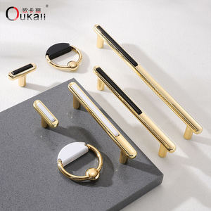 Oukkali grosir furnitur seng logam campuran lemari kabinet dapur menarik hitam putih emas Laci kabinet pegangan kenop pintu - Product Image 1