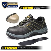 Sepatu Keselamatan Kerja Low Cut, Anti Slip, Anti Minyak, Sol PU, Pelindung Baja di Ujung dan Tengah, Bernapas, untuk Pria