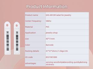 ملصق أمان للملابس بتقنية EAS AM من الشركة المصنعة الأصلية، ملصق أمان عالي الجودة بتردد 58 كيلوهرتز مضاد للسرقة للمجوهرات والملابس - Product Image 2