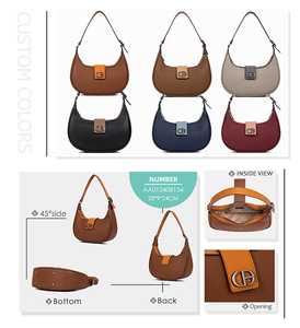 <span class=keywords><strong>Borsa</strong></span> a Tracolla da Donna in Pelle PU Personalizzata, Produzione ODM OEM Certificata BSCI, <span class=keywords><strong>Borsa</strong></span> a Mezzaluna Sottobraccia Stile Hobo - Product Image 5