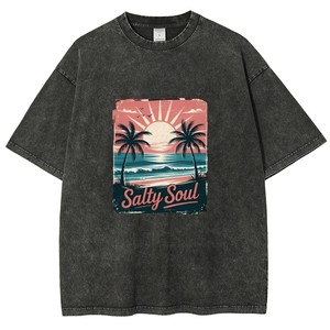 <span class=keywords><strong>T</strong></span>-<span class=keywords><strong>shirt</strong></span> graphique Salty Soul en gros, style <span class=keywords><strong>vintage</strong></span> délavé, coupe oversize, en coton vieilli, idéal pour la plage, en stock - Product Image 1